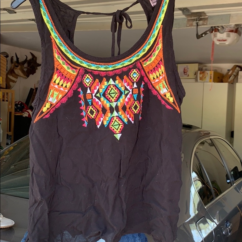 Black Embroidered Tank sz Small